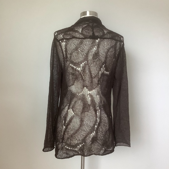 Eileen Fisher Linen Blend Lace Open Front Draped Cardigan MSRP$168 - Picture 9 of 15